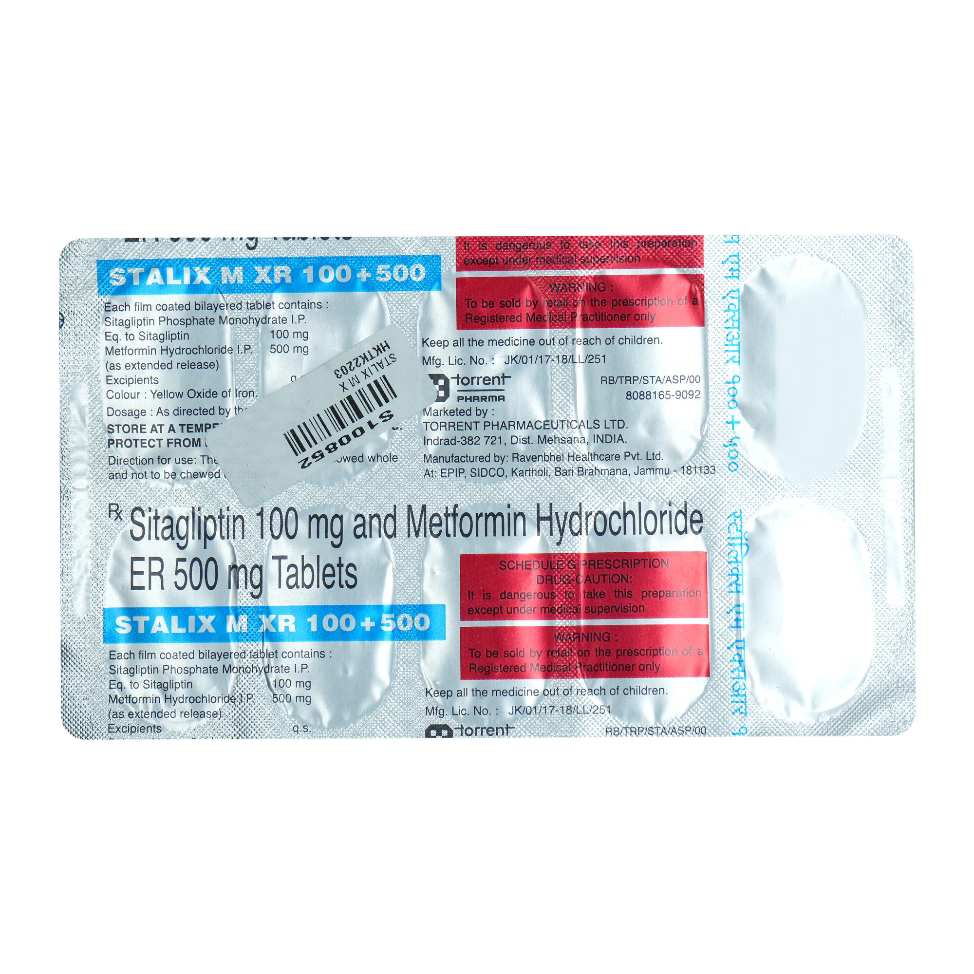 Stalix M XR 100 mg/500 mg Tablet 10's, Pack of 10 TabletS Stalix M XR 100 mg/500 mg Tablet 10's, Pack of 10 TabletS