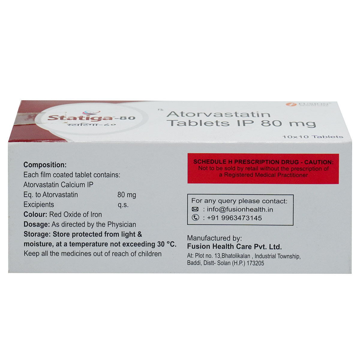 Statiga-80 Tablet 10's, Pack of 10 TabletS Statiga-80 Tablet 10's, Pack of 10 TabletS