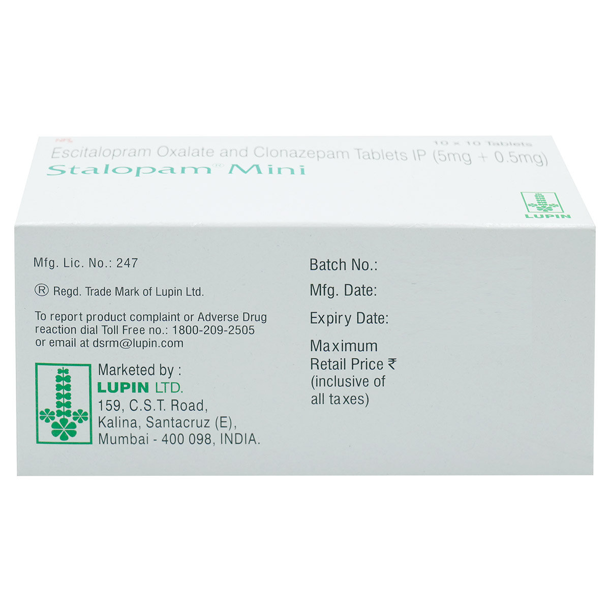 Stalopam Mini Tablet 10's, Pack of 10 TabletS Stalopam Mini Tablet 10's, Pack of 10 TabletS