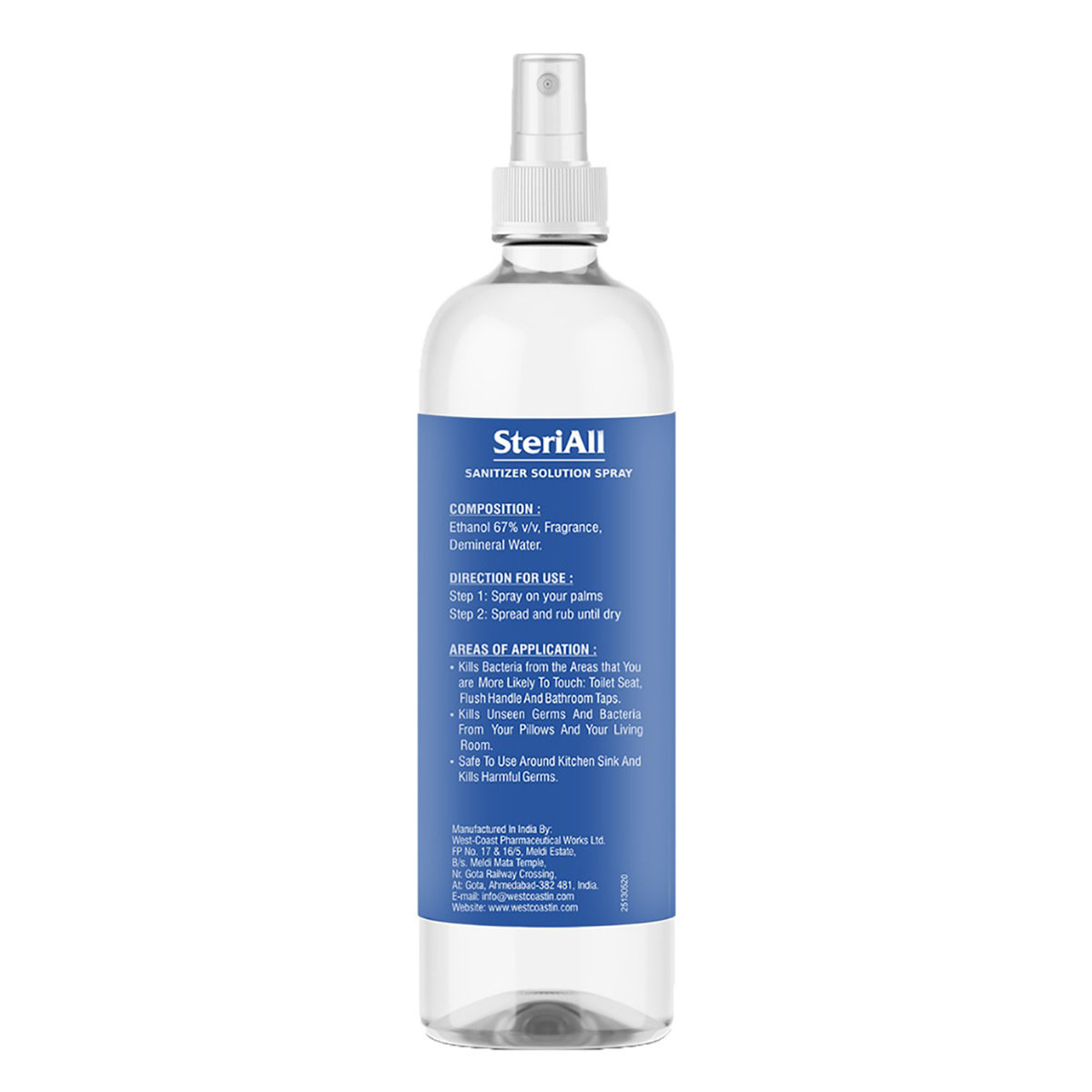 SteriAll Sanitizer Solution Spray, 200 ml (Pack of 3), Pack of 1 SteriAll Sanitizer Solution Spray, 200 ml (Pack of 3), Pack of 1