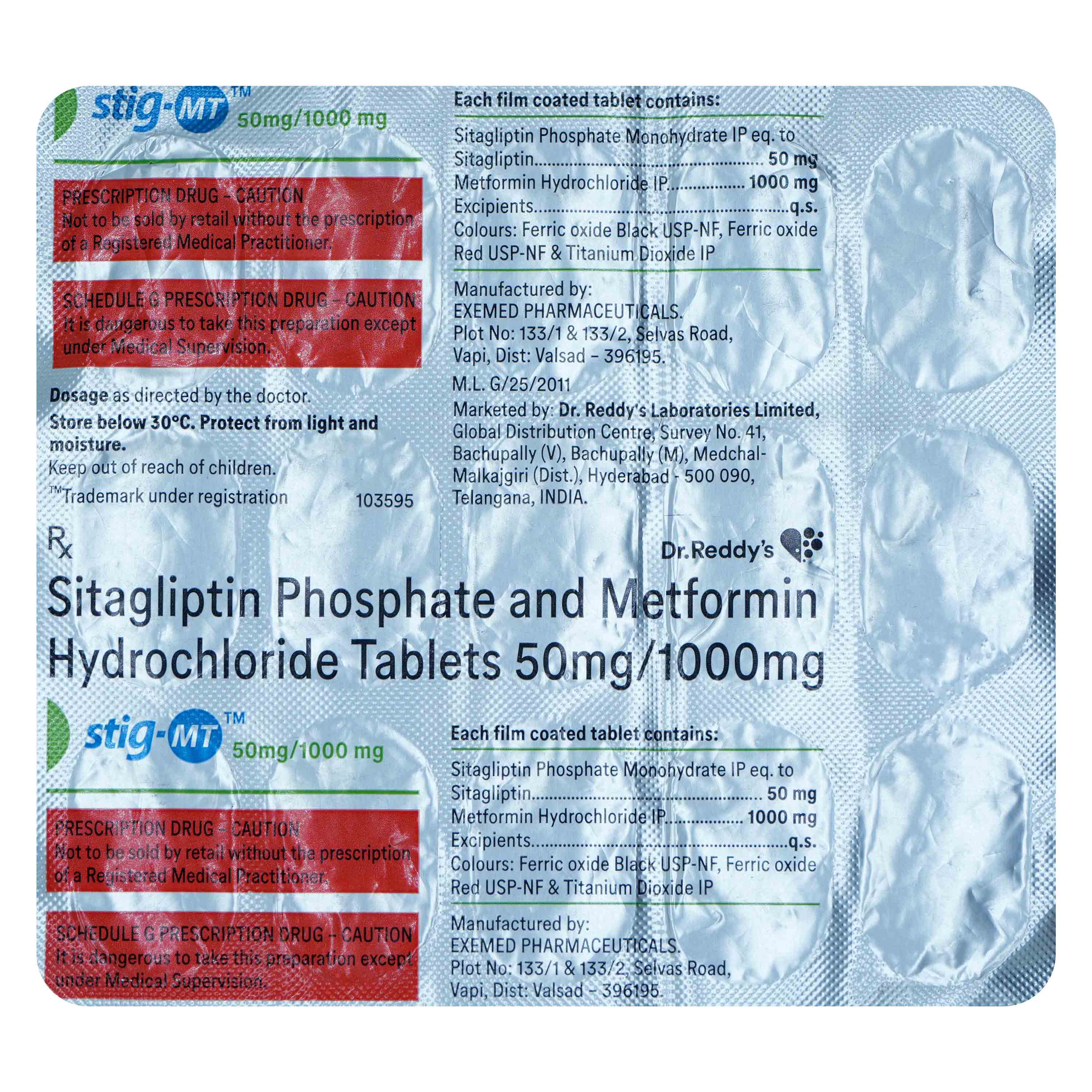 Stig-MT 50 mg/1000 mg Tablet 15's, Pack of 15 TabletS Stig-MT 50 mg/1000 mg Tablet 15's, Pack of 15 TabletS