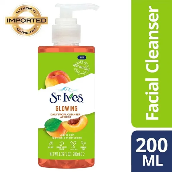 St. Ives Glowing Apricot Daily Facial Cleanser 200 ml | 100% Natural Apricot Extract | Removes Oil, Dirt & Impurities | Gives Moisturised & Glowing Skin