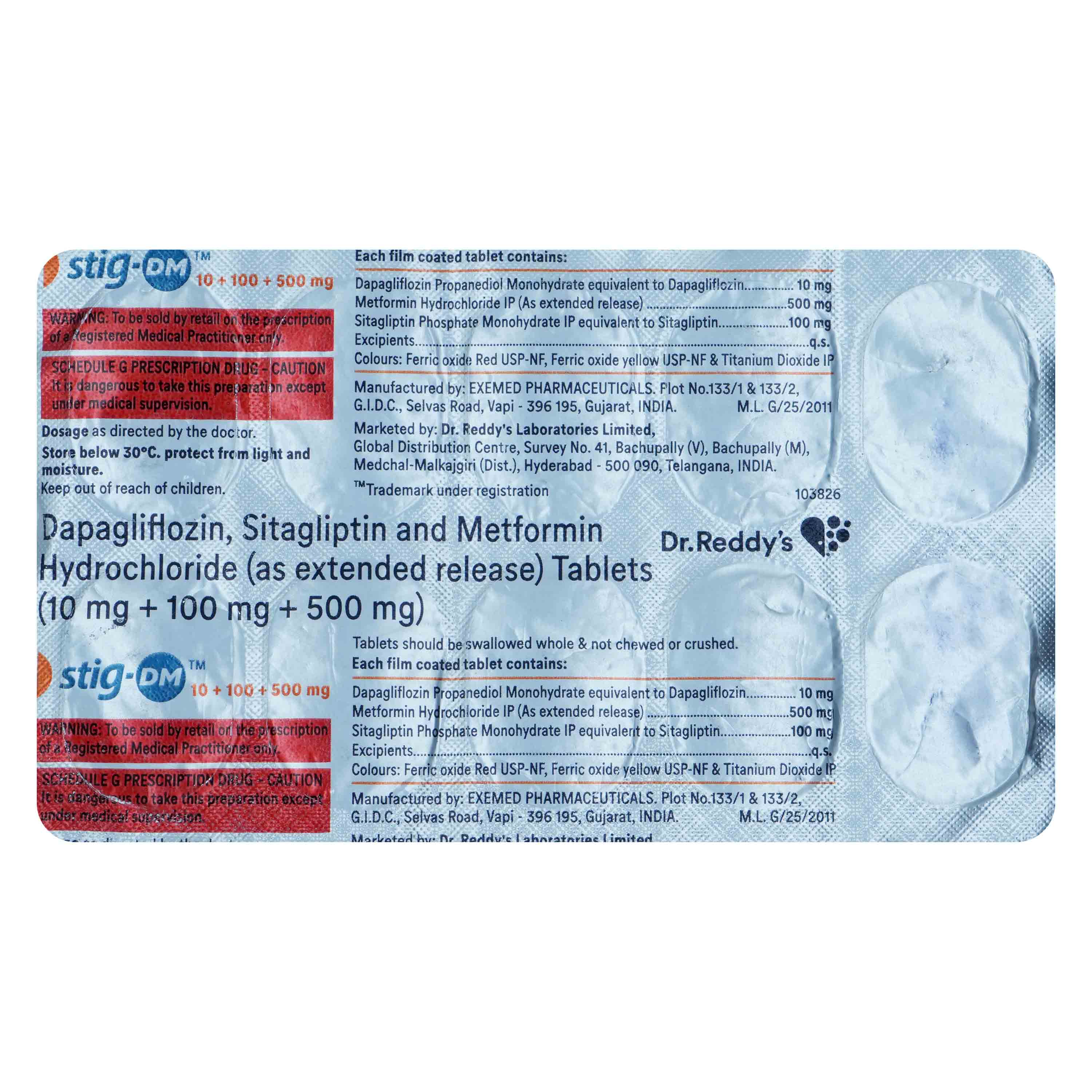 Stig-DM 10/100/500 Tablet 10's, Pack of 10 TabletS Stig-DM 10/100/500 Tablet 10's, Pack of 10 TabletS