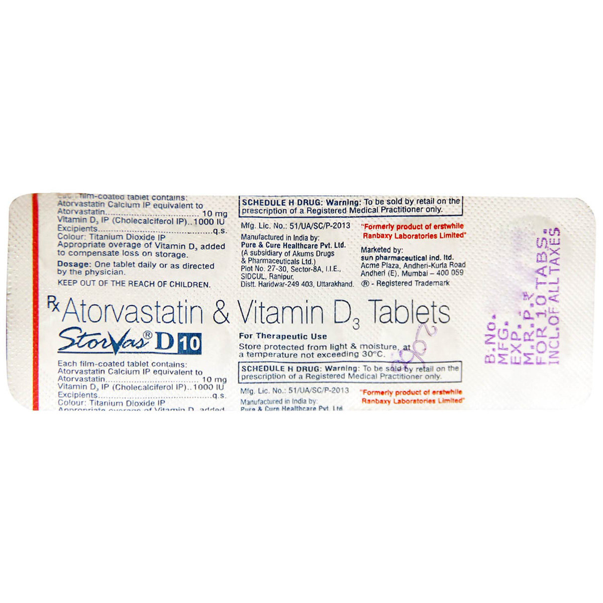 Storvas D 10 Tablet 10's, Pack of 10 Storvas D 10 Tablet 10's, Pack of 10