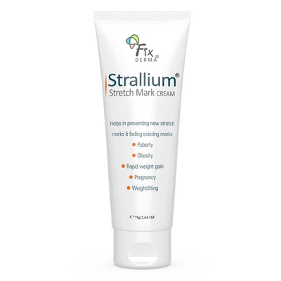 Fixderma Strallium Stretch Mark Cream 75 gm | Aloe Vera, Vitamin B3, Allium Cepa | Reducess strech marks | Improves Skin Elasticity | Provides Moisturization | For All Skin Type, Pack of 1