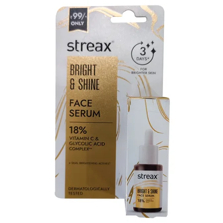 Streax Bright & Shine Brighter Skin Face Serum, 7 ml