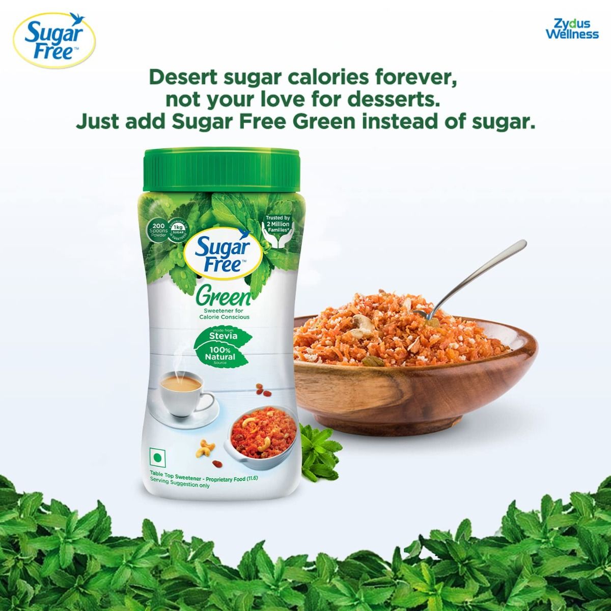 Sugar Free Green Stevia Low Calorie Sweetener Powder, 200 gm Price