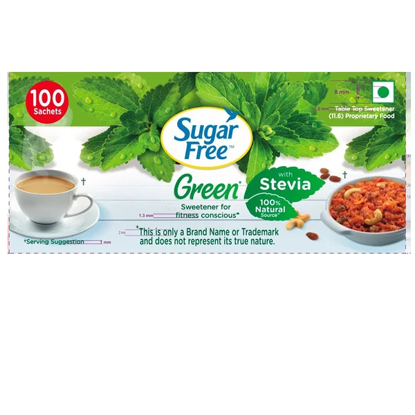 Sugar Free Green With Stevia Sachets, 100 Count