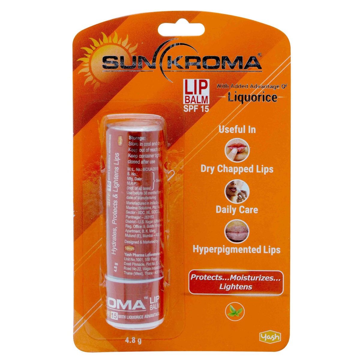 Sunkroma Lip Balm SPF 15, 4.8 gm, Pack of 1 Sunkroma Lip Balm SPF 15, 4.8 gm, Pack of 1