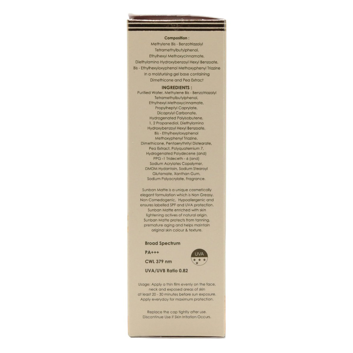 Sunban Matte Gel SPF 30, 75 gm, Pack of 1 Gel Sunban Matte Gel SPF 30, 75 gm, Pack of 1 Gel