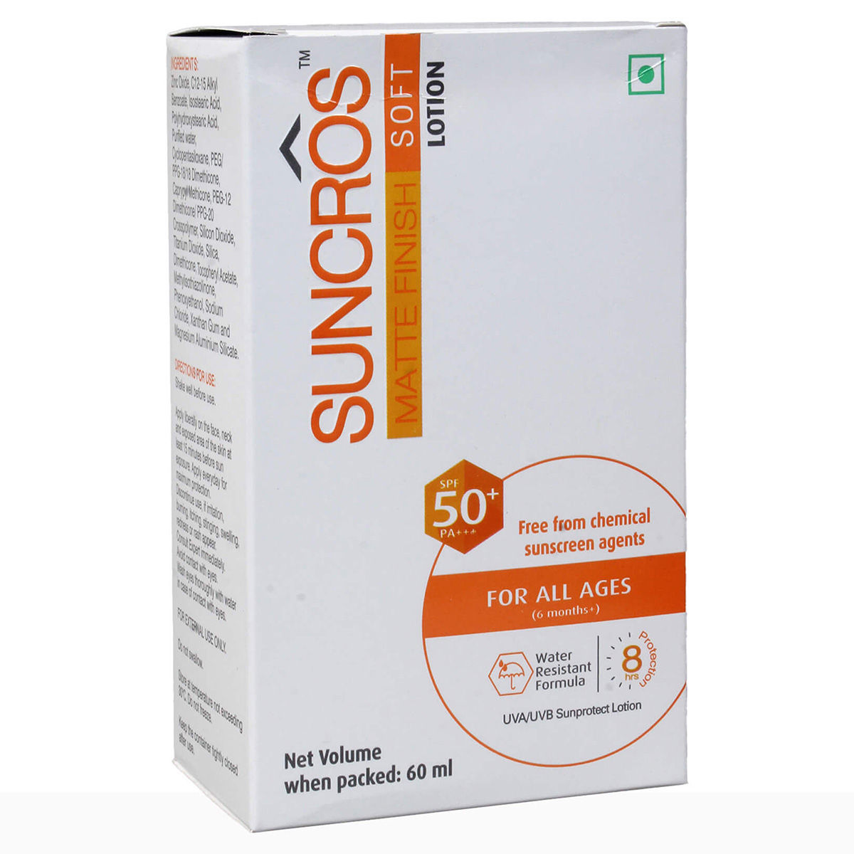 Suncros Matte Finish Soft Lotion SPF 50+ PA+++, 60 ml, Pack of 1 Ointment Suncros Matte Finish Soft Lotion SPF 50+ PA+++, 60 ml, Pack of 1 Ointment