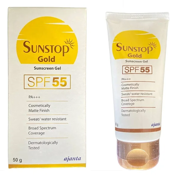 Sunstop Gold SPF 55 PA+++  Sunscreen Gel, 50 gm, Pack of 1