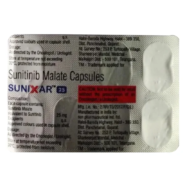 Sunixar 25 Capsule 7's, Pack of 7 CAPSULES