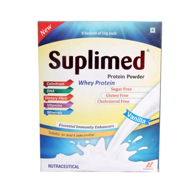 Suplimed S/F Vanilla Flav Sachet 50G, Pack of 1