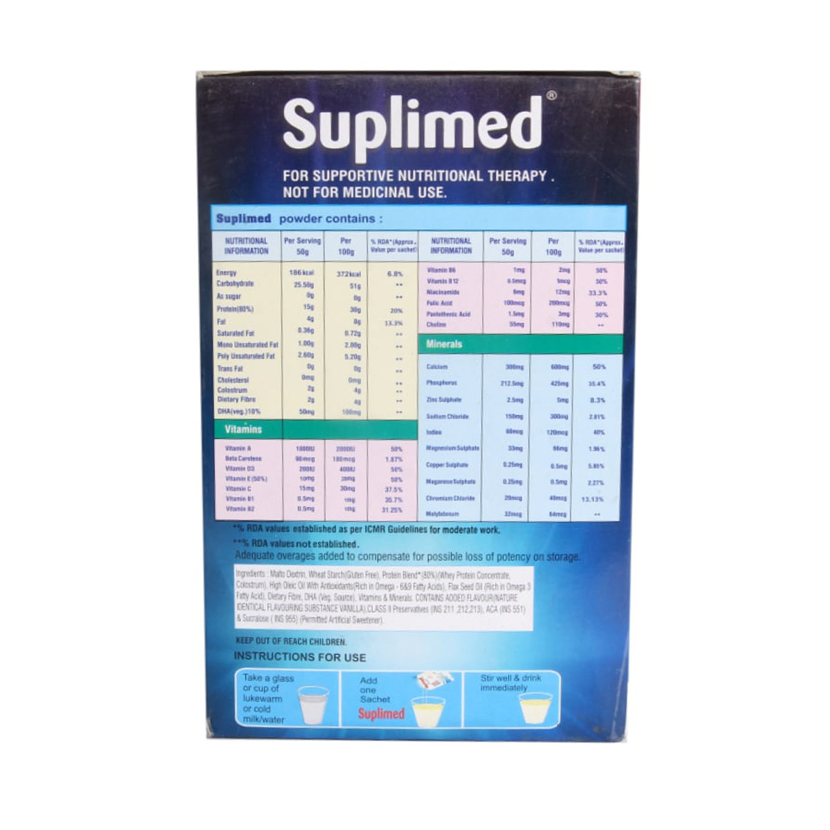 Suplimed S/F Vanilla Flav Sachet 50G, Pack of 1 Suplimed S/F Vanilla Flav Sachet 50G, Pack of 1