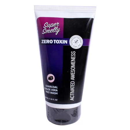Super Smelly Charcoal & Aloevera Face Wash 100 ml | With Activated Charcoal, Asian Ginseng, and Aloe Vera | Gently Exfoliates | Reduces Acne, Pimple, Tanning & Dullness | Detoxifies Oil & Dirt | For All Age Groups | For Men & Women | For All Skin Type