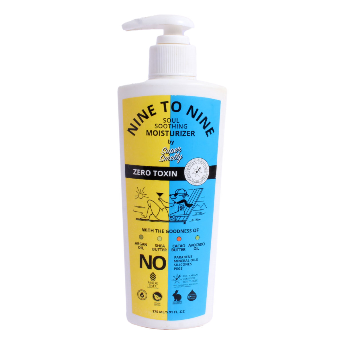 Super Smelly Nine To Nine Soul Soothing Moisturizer 175 ml | With Argan Oil, Shea Butter, Cacao Butter, Avocado Oil | All Day Hydration | Non Greasy | For Dry Skin, Pack of 1 Super Smelly Nine To Nine Soul Soothing Moisturizer 175 ml | With Argan Oil, Shea Butter, Cacao Butter, Avocado Oil | All Day Hydration | Non Greasy | For Dry Skin, Pack of 1