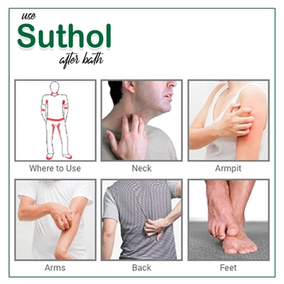 Suthol Skin Hygiene Chandan Liquid 200 ml | Chandan | Antiseptic Lotion | Fight Prickley Heat, Itches &amp; Rashes | Block Body Odour | With Soothing Fragrance Of Sandawood, Pack of 1