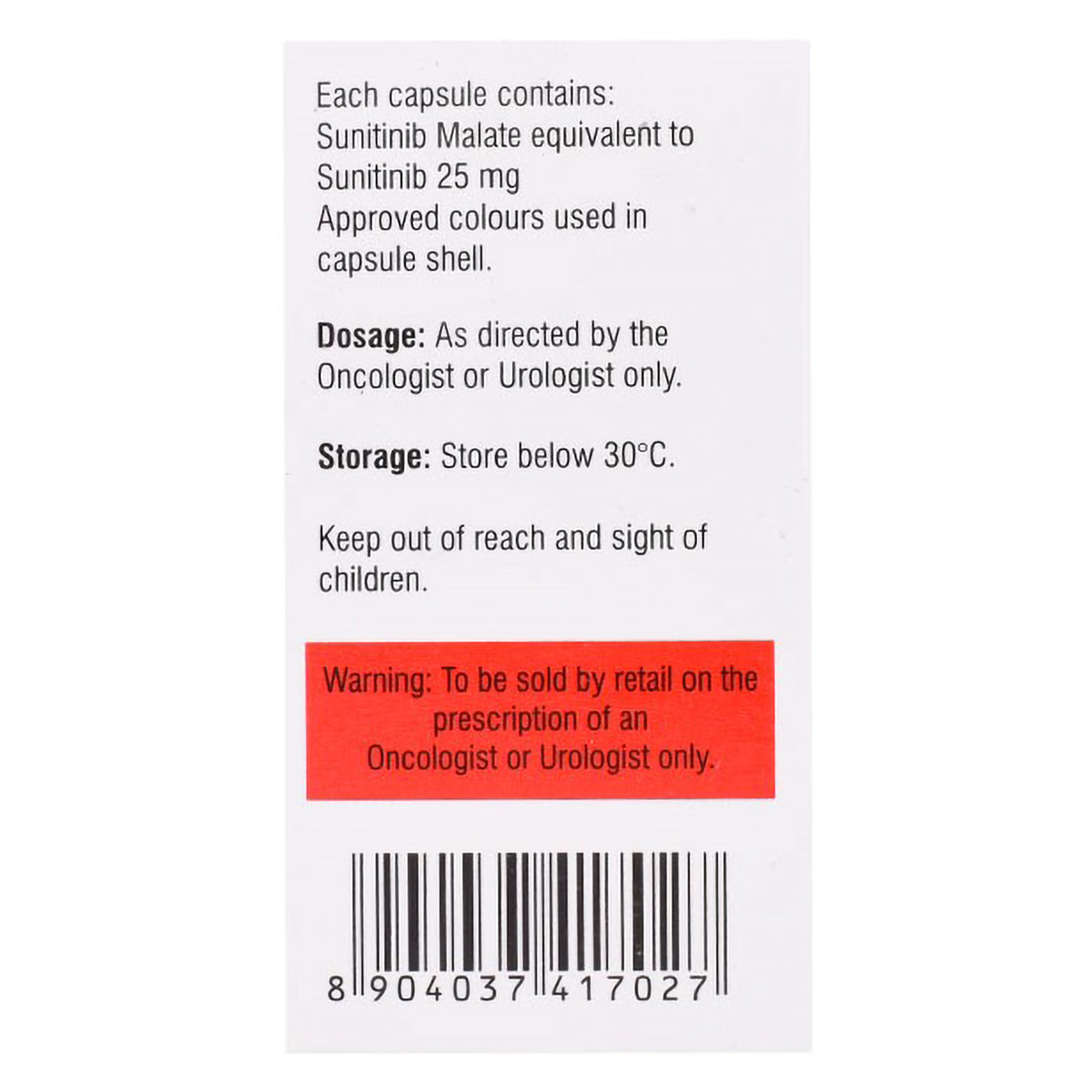 Sutinat 25 Capsule 28's, Pack of 1 Capsule Sutinat 25 Capsule 28's, Pack of 1 Capsule