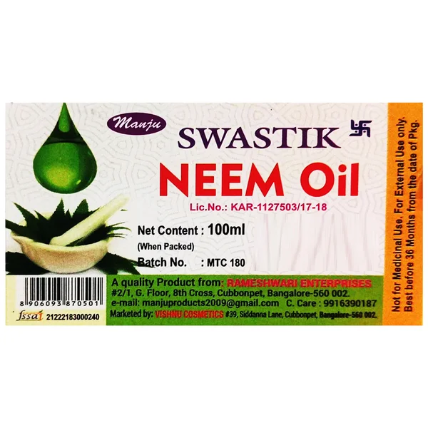 Swastik Manju Neem Oil, 100 ml, Pack of 1