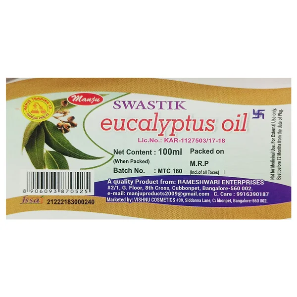 Swastik Manju Eucalyptus Oil, 100 ml, Pack of 1