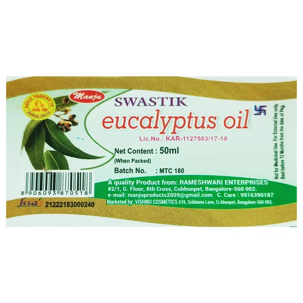 Swastik Manju Eucalyptus Oil, 50 ml, Pack of 1