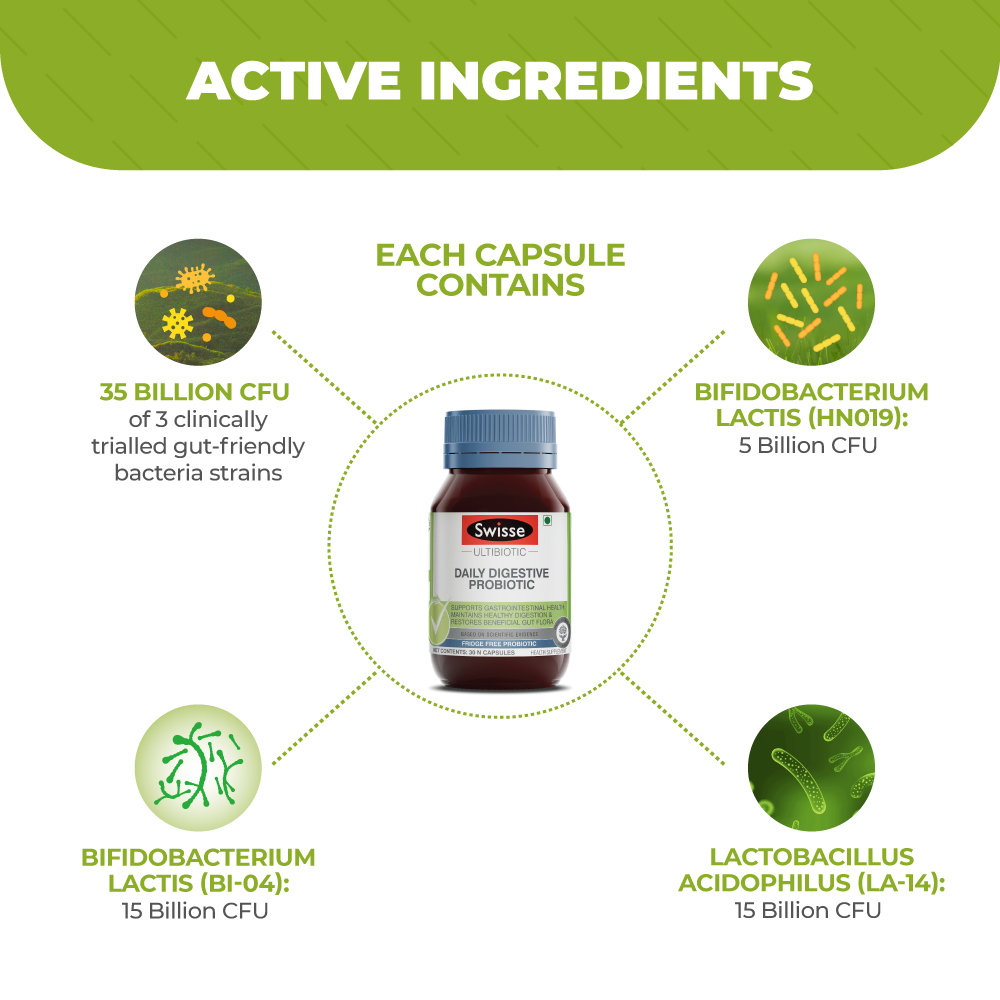 Swisse Ultibiotic Daily Digestive Probiotic, 30 Capsules, Pack of 1 Swisse Ultibiotic Daily Digestive Probiotic, 30 Capsules, Pack of 1