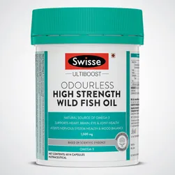 Swisse Ultiboost Odourless 4X Strength Wild Fish Oil Concentrate 1800 mg, 60 Capsules