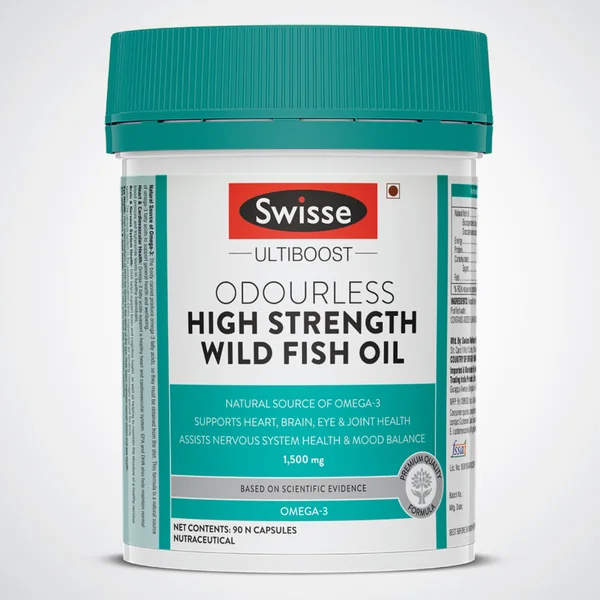 Swisse Ultiboost 1500 mg High Strength Wild Fish Oil, 90 Capsules, Pack of 1