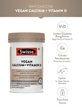 Swisse Ultiboost Vegan Calcium + Vitamin D, 60 Tablets, Pack of 1