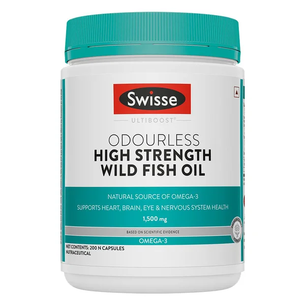 Swisse Ultiboost 1500 mg High Strength Wild Fish Oil, 200 Capsules, Pack of 1