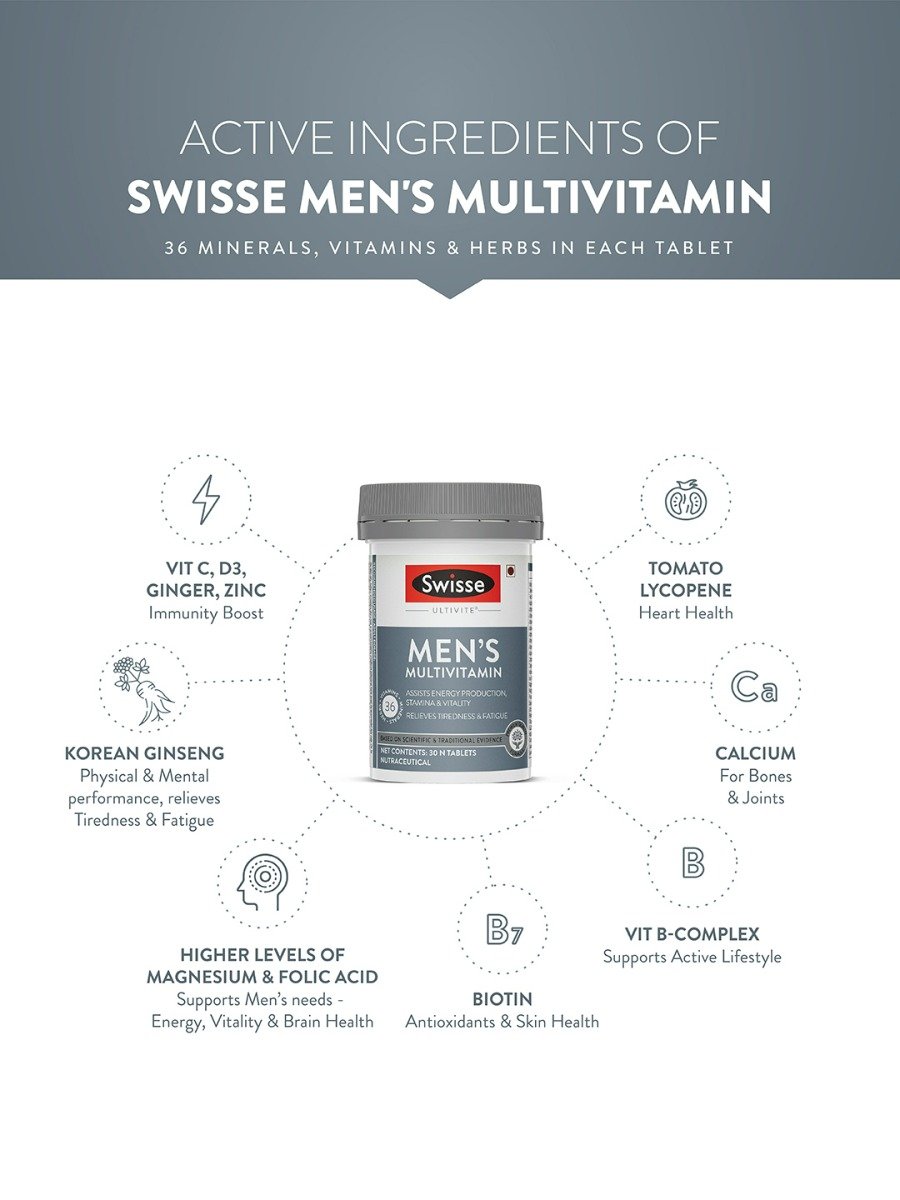 Swisse Ultivite Men's Multivitamin, 30 Tablets, Pack of 1 Swisse Ultivite Men's Multivitamin, 30 Tablets, Pack of 1