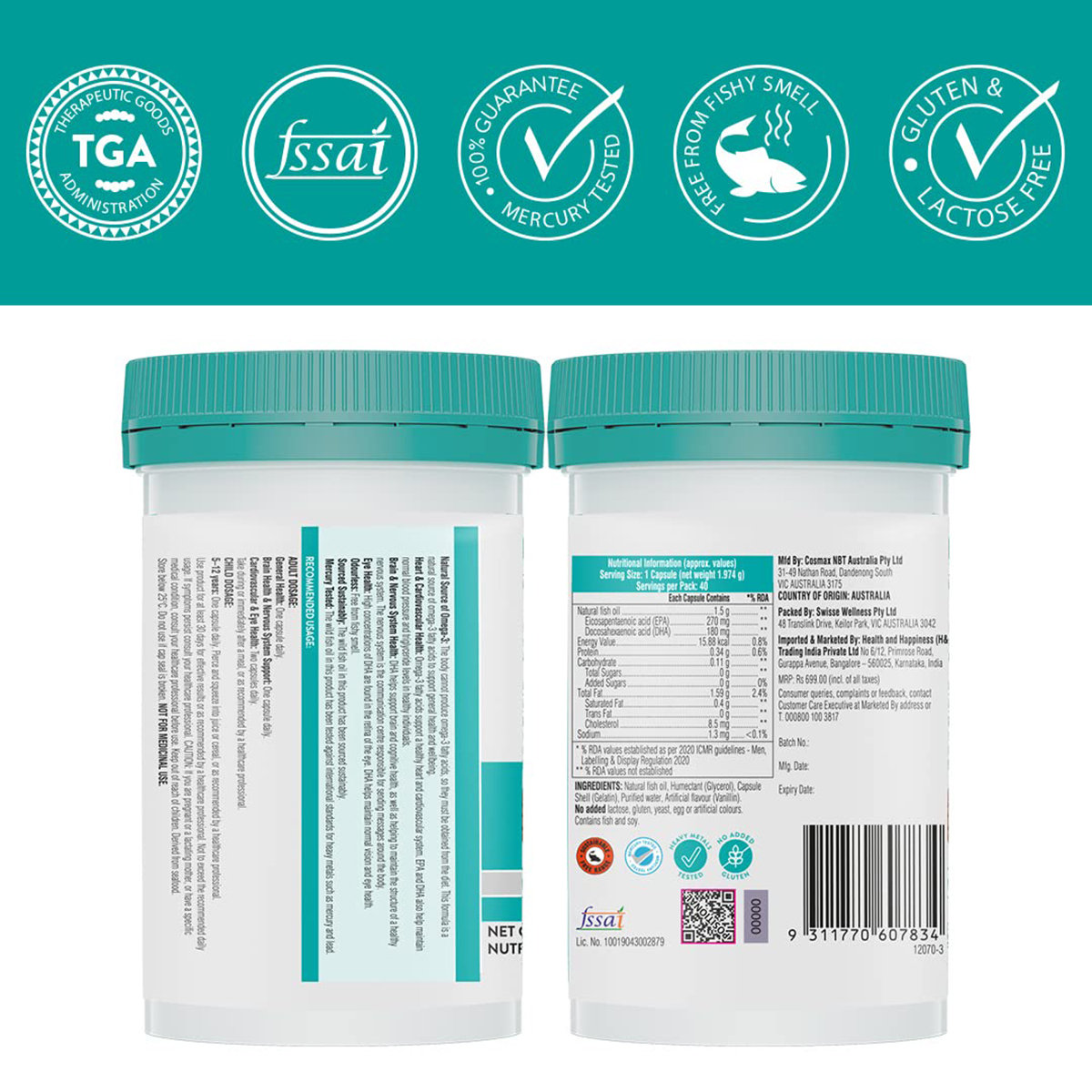 Swisse Ultiboost 1500 mg High Strength Wild Fish Oil, 40 Capsules, Pack of 1 Swisse Ultiboost 1500 mg High Strength Wild Fish Oil, 40 Capsules, Pack of 1