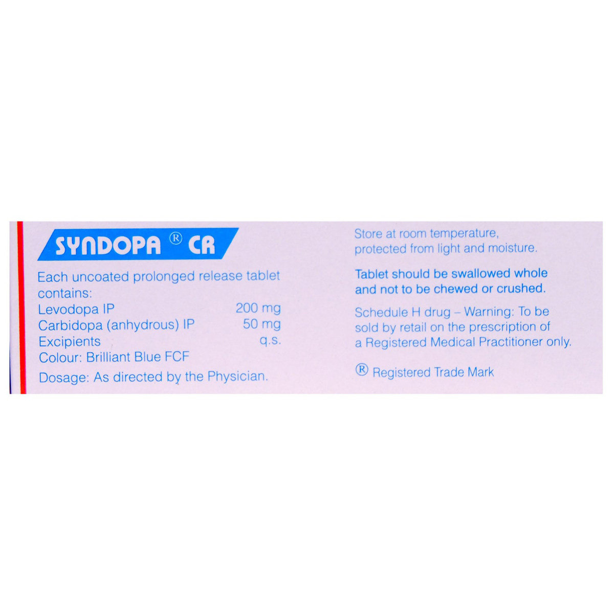 Syndopa CR Tablet 10's, Pack of 10 TABLETS Syndopa CR Tablet 10's, Pack of 10 TABLETS