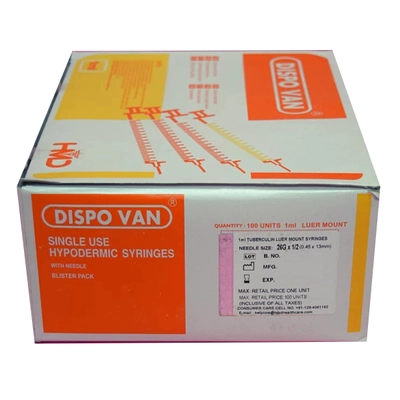 Syringes 1ml Tuberculin Glass Dispovan, Pack of 1