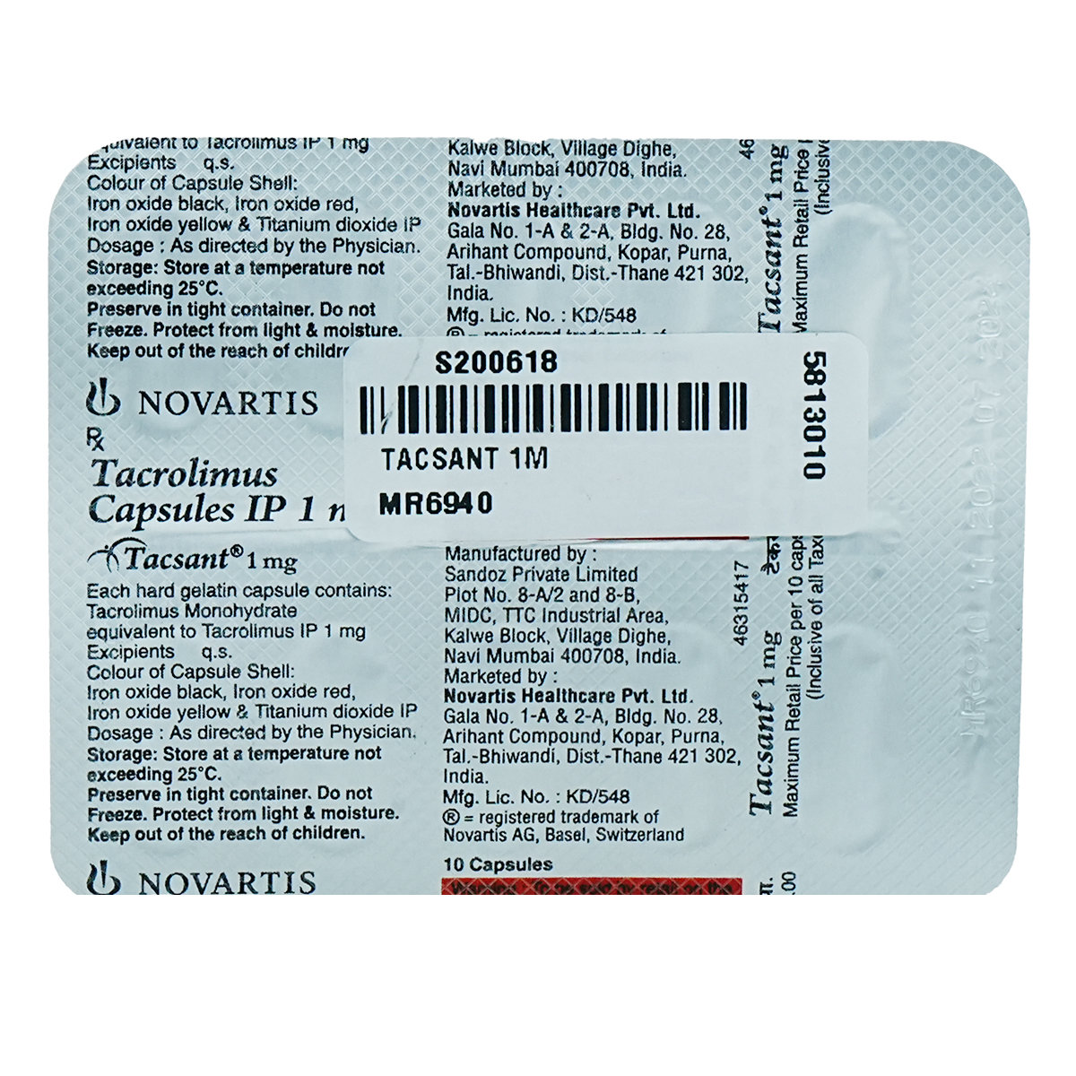 Tacsant 1 mg Capsule 10's, Pack of 10 CAPSULES Tacsant 1 mg Capsule 10's, Pack of 10 CAPSULES