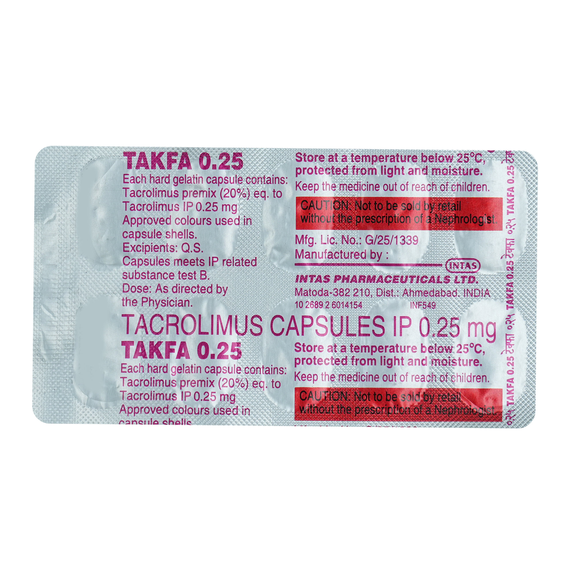 Takfa 0.25 Capsule 10's, Pack of 10 CAPSULES Takfa 0.25 Capsule 10's, Pack of 10 CAPSULES