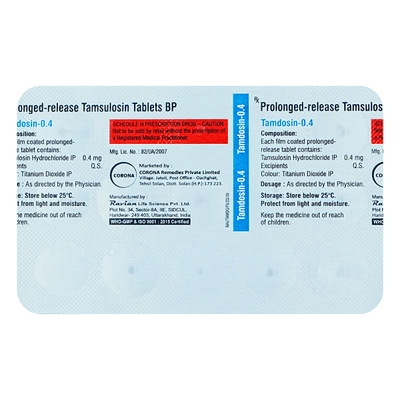 Tamdosin-0.4 Tablet 15's, Pack of 15 TabletS