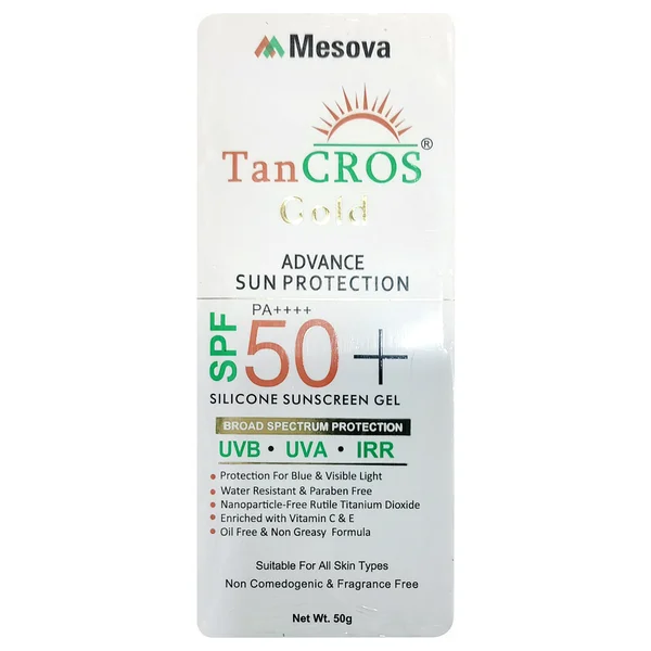 Tancros Gold SPF 50+ Sunscreen Gel 50 gm, Pack of 1