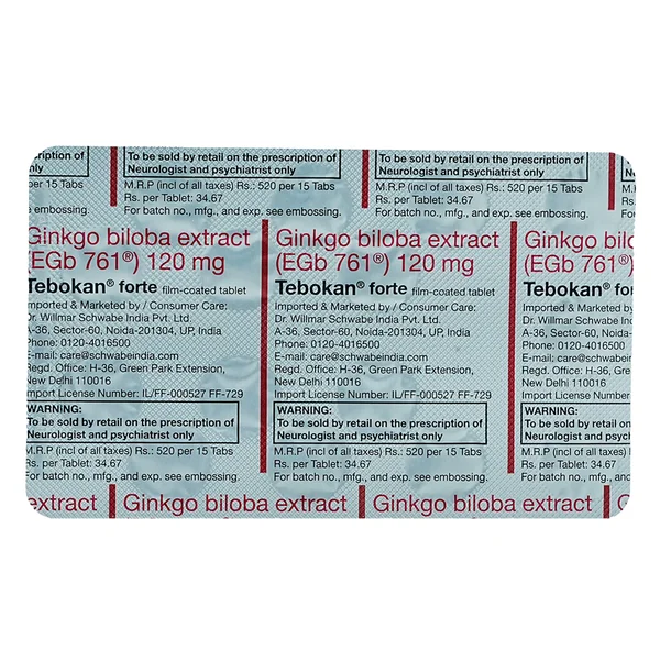 Tebokan Forte Tablet 15's, Pack of 15 TABLETS