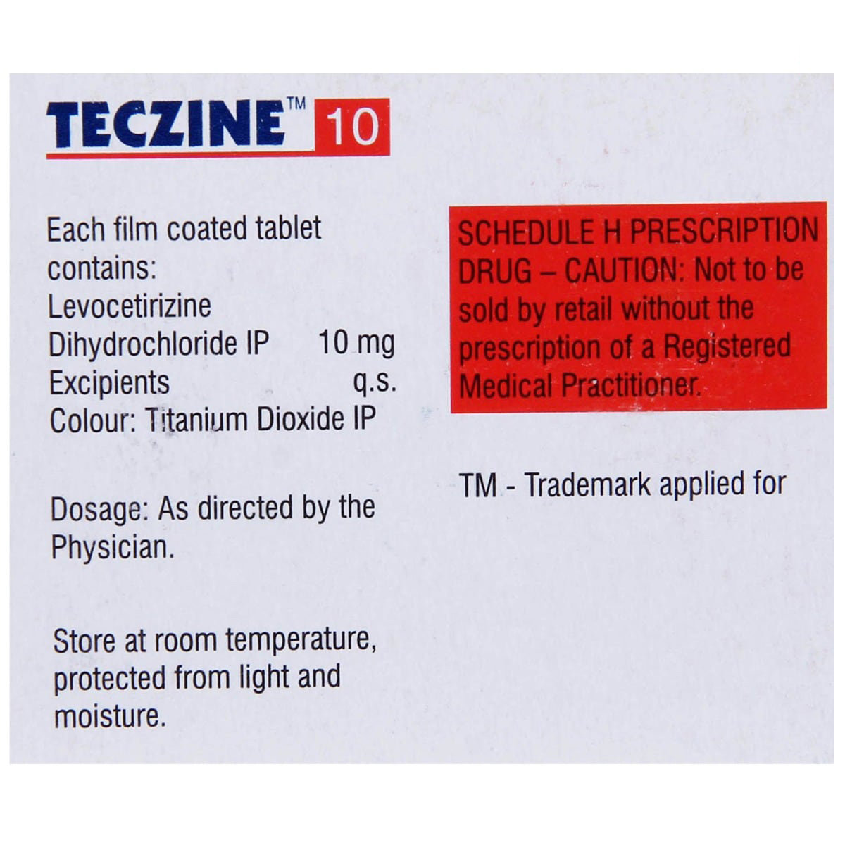 Teczine 10 Tablet 15's, Pack of 15 TABLETS Teczine 10 Tablet 15's, Pack of 15 TABLETS