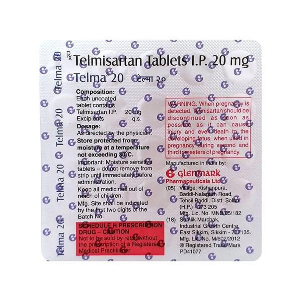 Telma 20 Tablet 30's, Pack of 30 TABLETS Telma 20 Tablet 30's, Pack of 30 TABLETS
