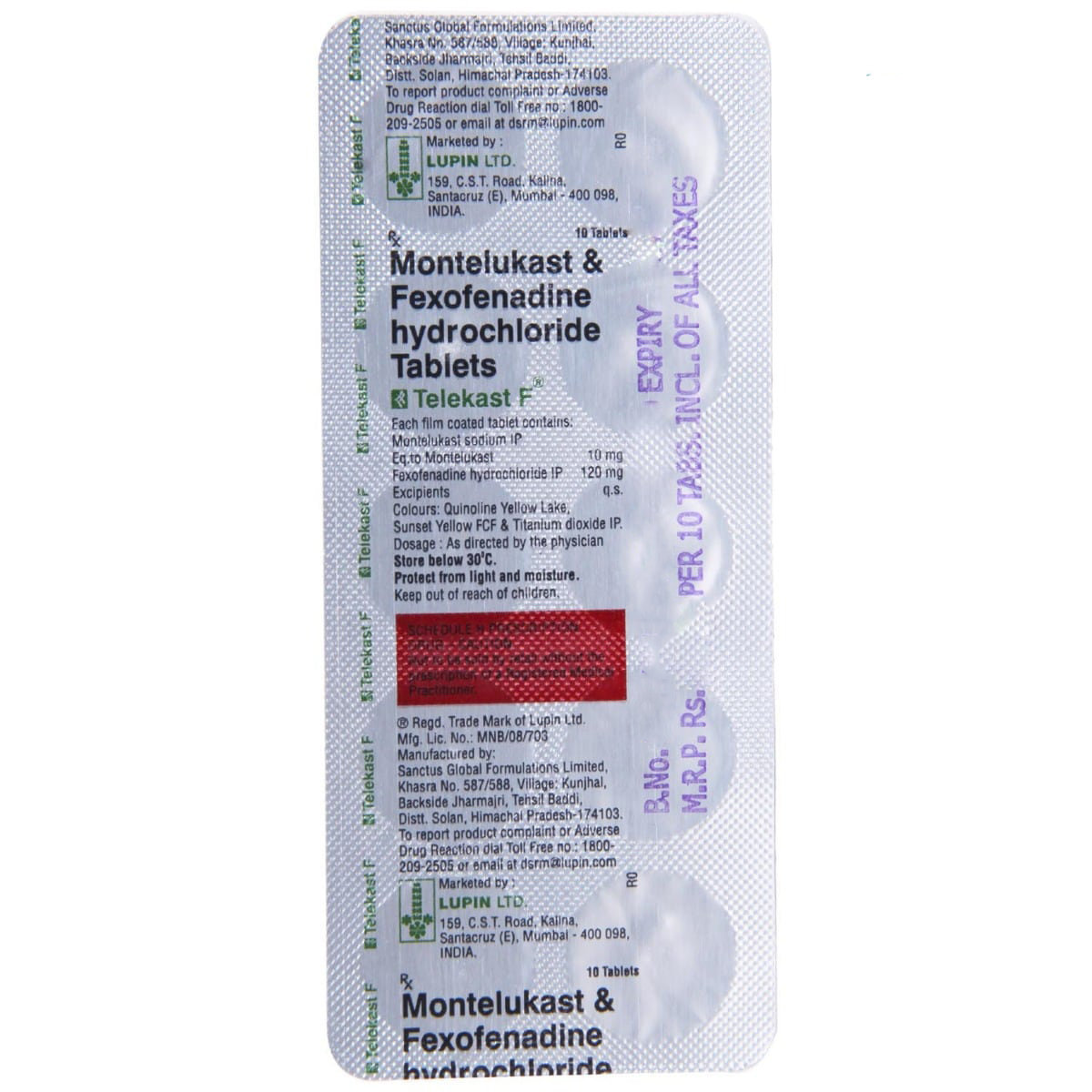 Telekast F Tablet 10's, Pack of 10 TABLETS Telekast F Tablet 10's, Pack of 10 TABLETS