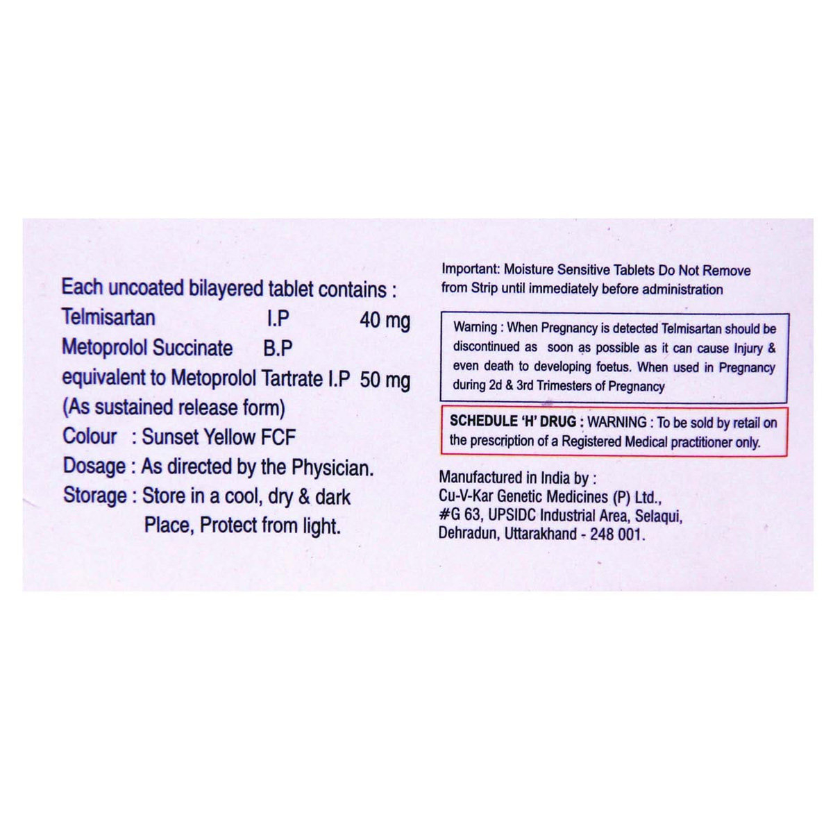 Telmicure MP 50 Tablet 10's, Pack of 10 Telmicure MP 50 Tablet 10's, Pack of 10