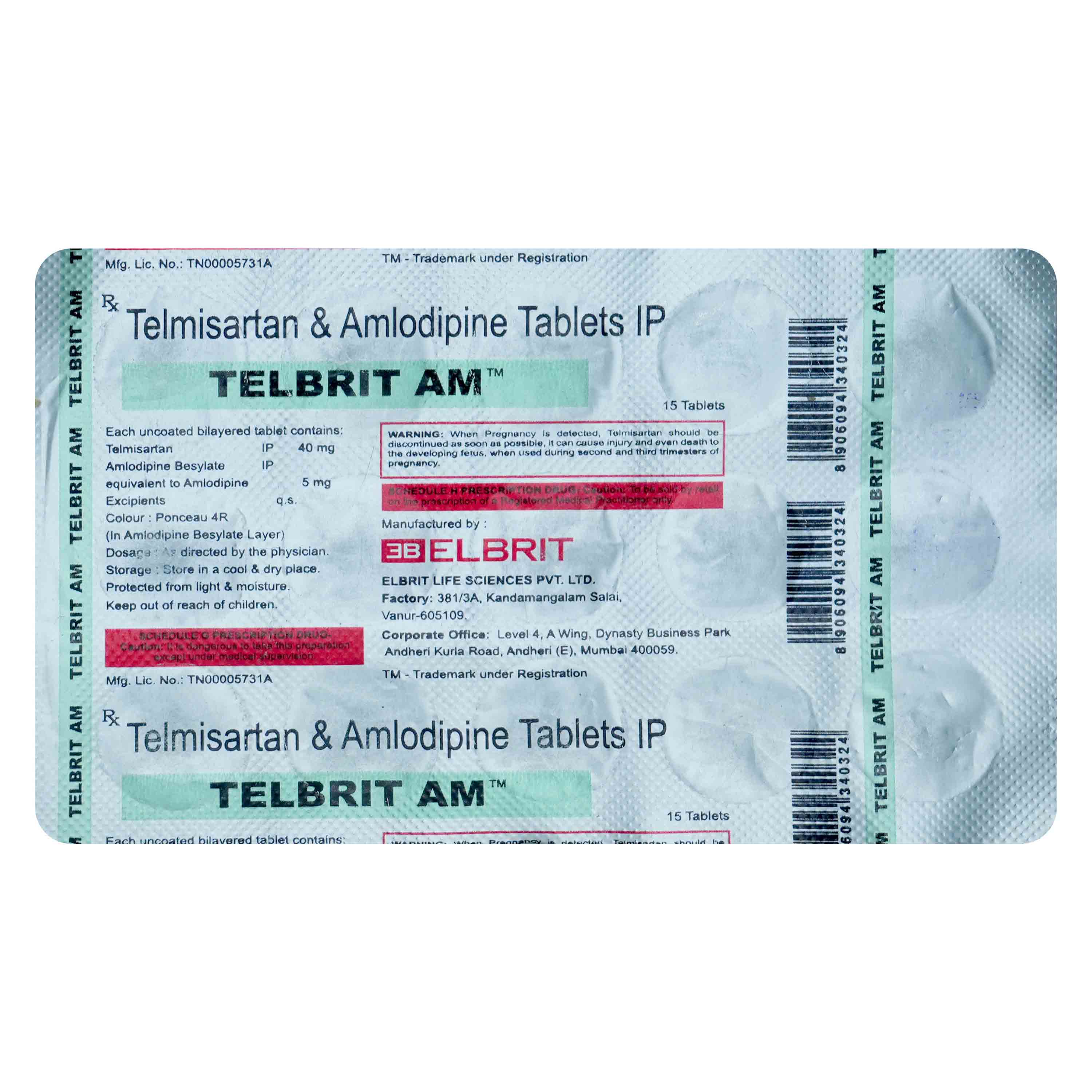 Telbrit AM 40 Tablet 10's, Pack of 10 TABLETS Telbrit AM 40 Tablet 10's, Pack of 10 TABLETS