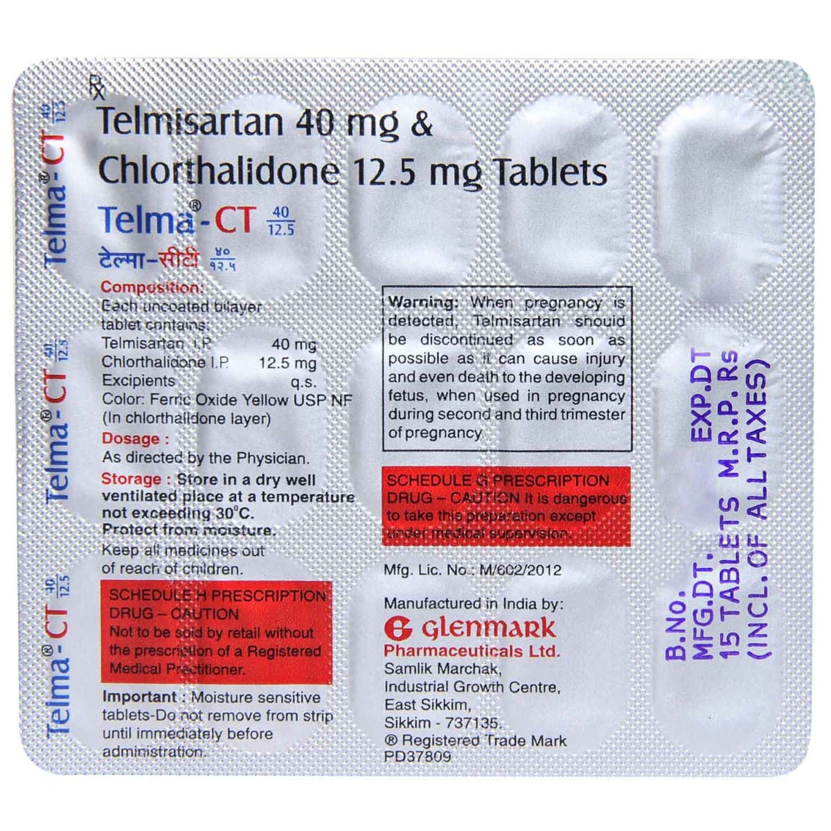 Telma-CT 40/12.5 Tablet 15's, Pack of 15 Telma-CT 40/12.5 Tablet 15's, Pack of 15