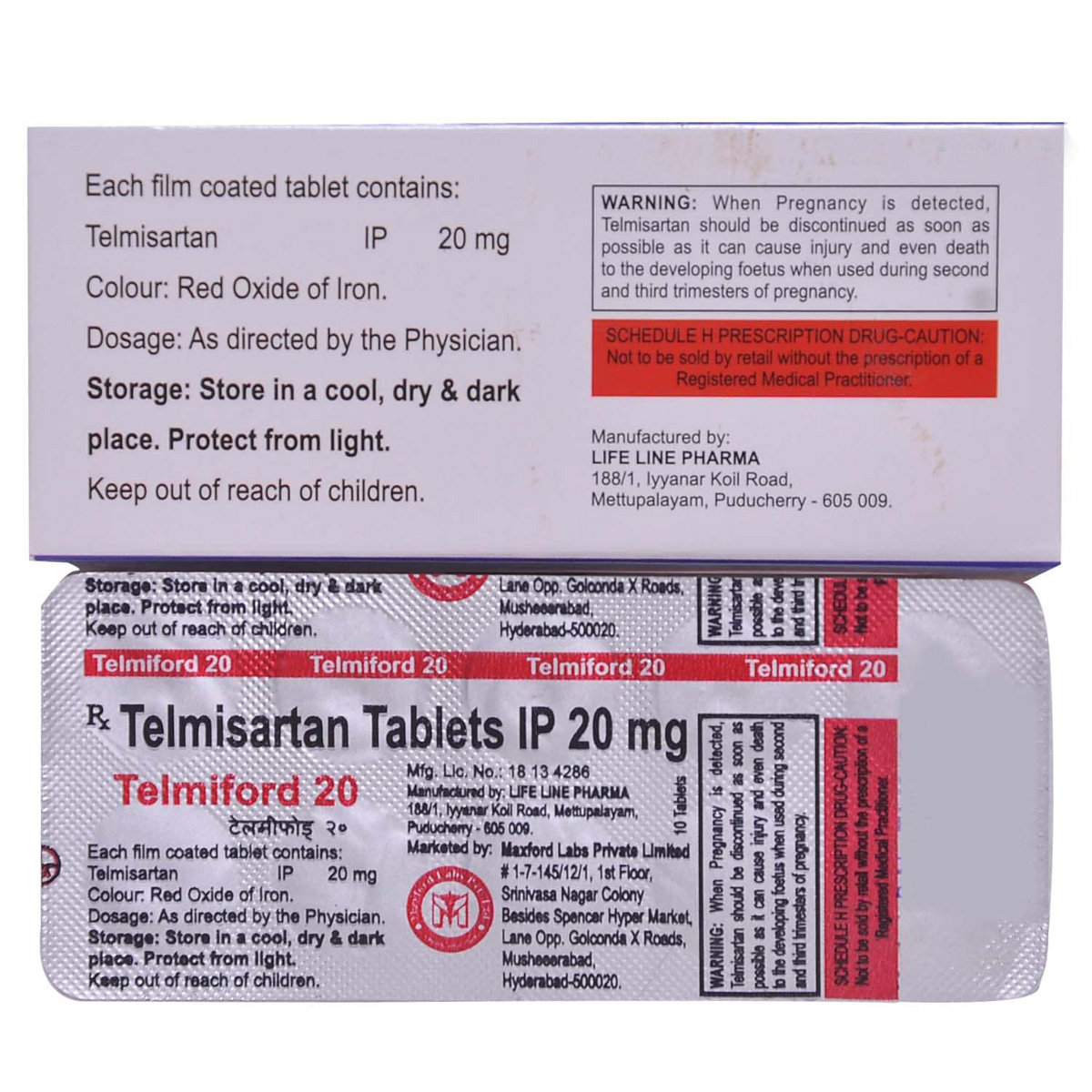 Telmiford 20 Tablet 10's, Pack of 10 TABLETS Telmiford 20 Tablet 10's, Pack of 10 TABLETS