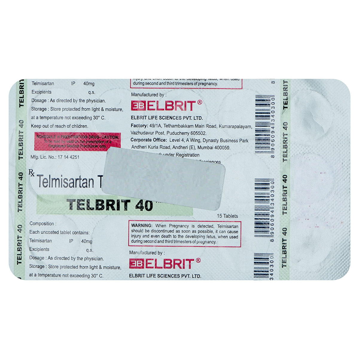 Telbrit 40 mg Tablet 15's, Pack of 15 TabletS Telbrit 40 mg Tablet 15's, Pack of 15 TabletS