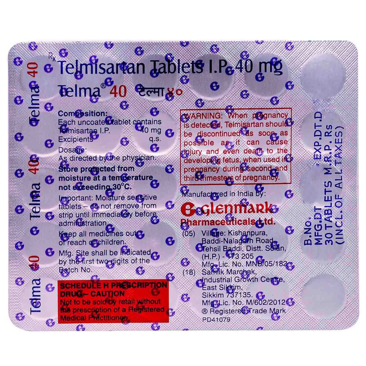 Telma 40 mg Tablet 30's, Pack of 30 TABLETS Telma 40 mg Tablet 30's, Pack of 30 TABLETS