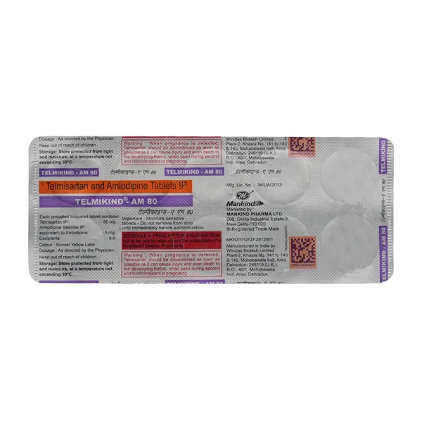 Telmikind AM 80 Tablet 10's